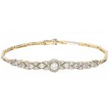 Bicolor gold Art Deco bracelet set with approx. 0.88 ct. diamond - 18 ct.