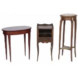 A lot of (3) various side tables, 20th century.