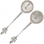 (2) piece set sugar spoons silver.