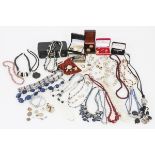 Large lot of jewelery with various colored stones, including silver.