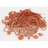 Lot of various red coral beads.