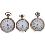 Lot (3) Pocket Watches - Silver