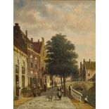 After PG Vertin (Den Haag 1819 - 1893), View of a canal in Delft (?)