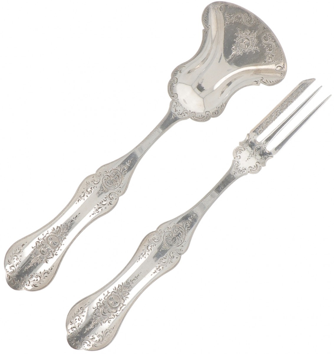 (2) piece ginger silver cutlery.