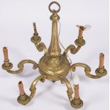 A gold patinated bronze Louis XIV-style pendant chandelier, France, 19th/ 20th century.
