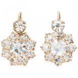 Yellow gold earrings set with rhinestones - 18 ct.