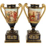 A pair of (2) Royal Vienna vases with mythological scenes.