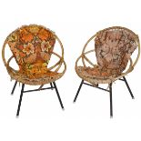 A set of (2) vintage rotan easy chairs, ca. 1965.