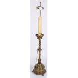 A brass easter candle holder fitted as a lampbase, Dutch, 20th century.