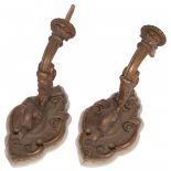 A set of (2) wooden wall appliques/ sconces. 1st half 20th century.