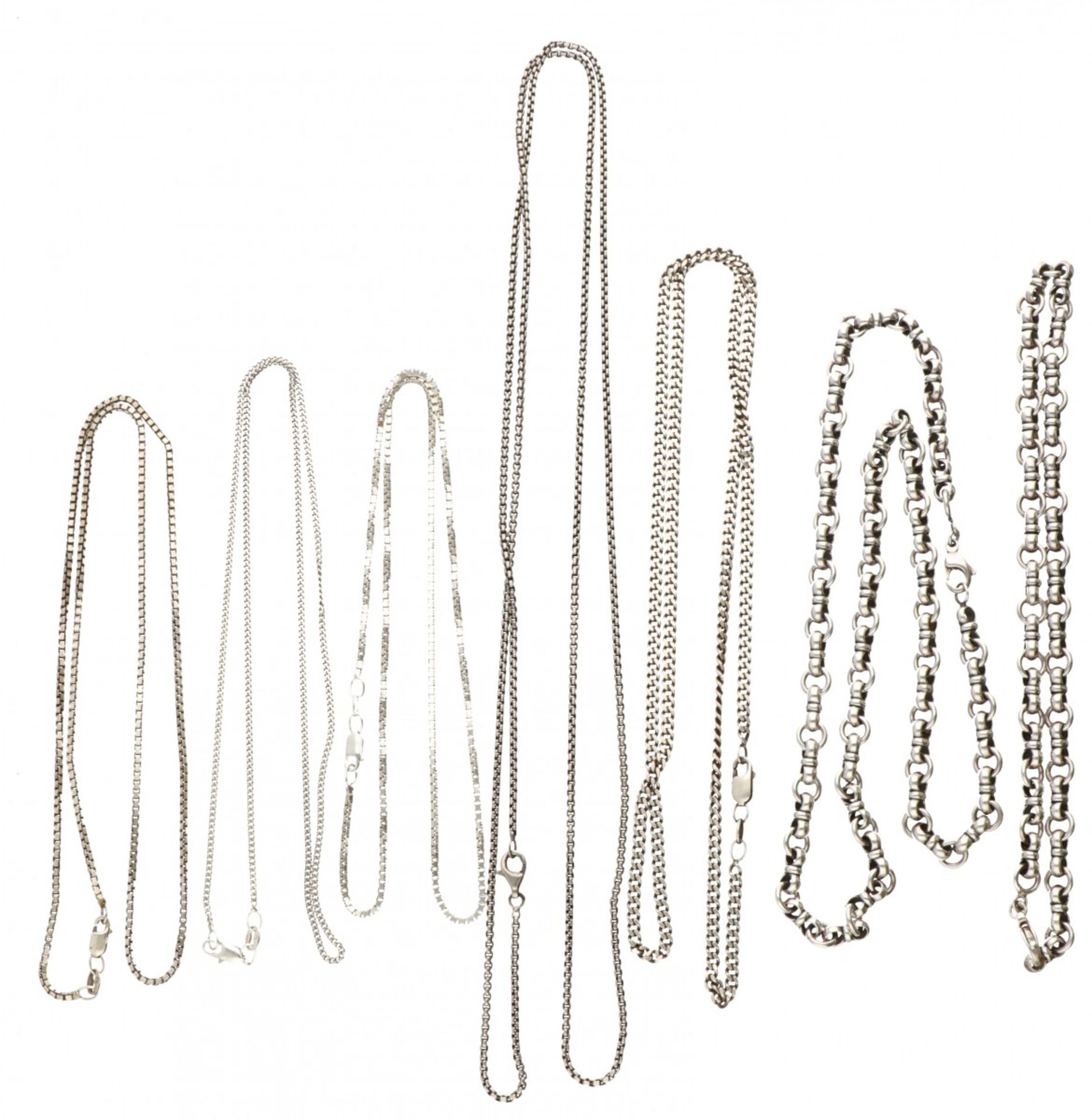 Lot of 7 silver necklaces with various links - 925/1000 and 835/1000. - Image 2 of 2