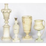 A lot with (4) marble lamp bases, 20th century.