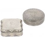 (2) piece lot of peppermint boxes in silver.