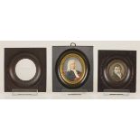 A lot comprising (2) portrait miniatures and a seperate frame, both 19th century.