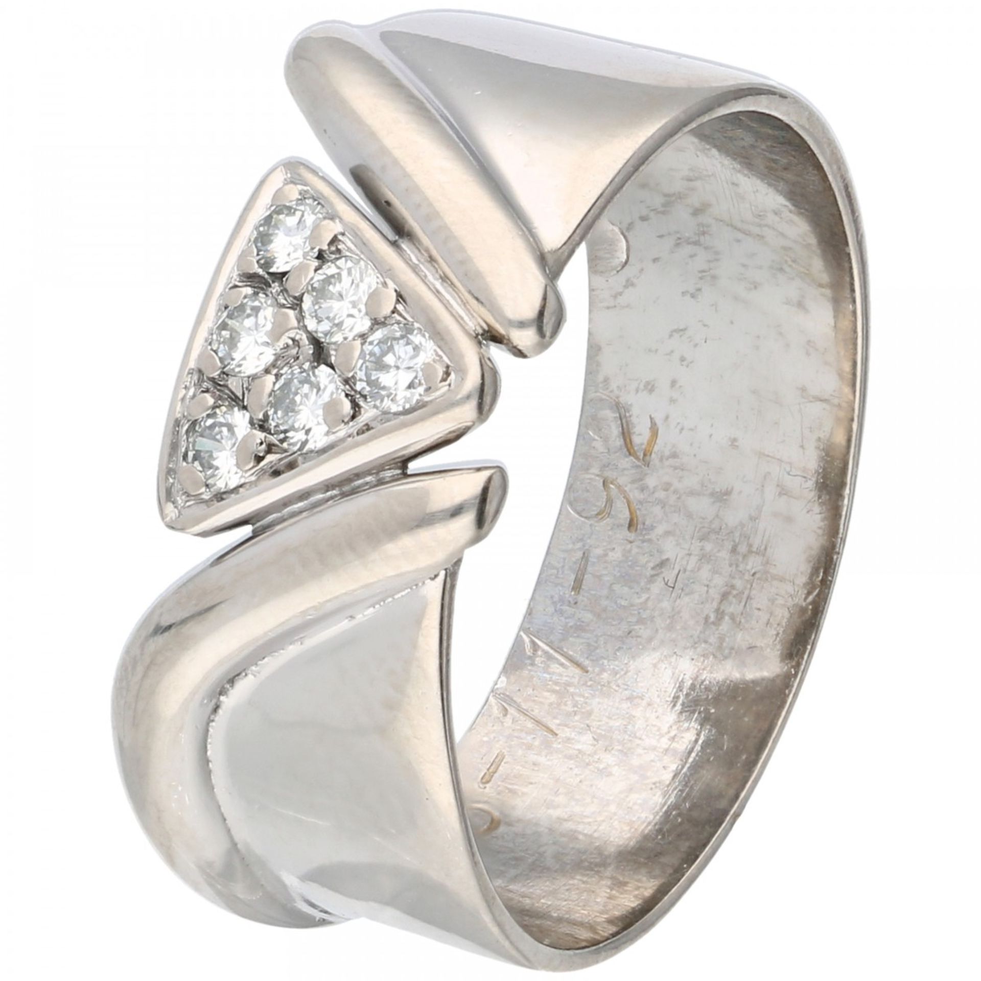 White gold band ring set with approx. 0.12 ct. diamond - 18 ct.