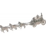 Miniature royal carriage with six horses silver.