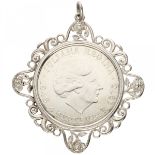 Silver 10 Gulden coin pendant in an 835/1000 silver frame.