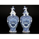 A set of (2) Delft garniture vases, Holland, early 20th century.