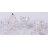 A lot of various glassware including a ceiling lamp and a cut glass coupe, 20th century.