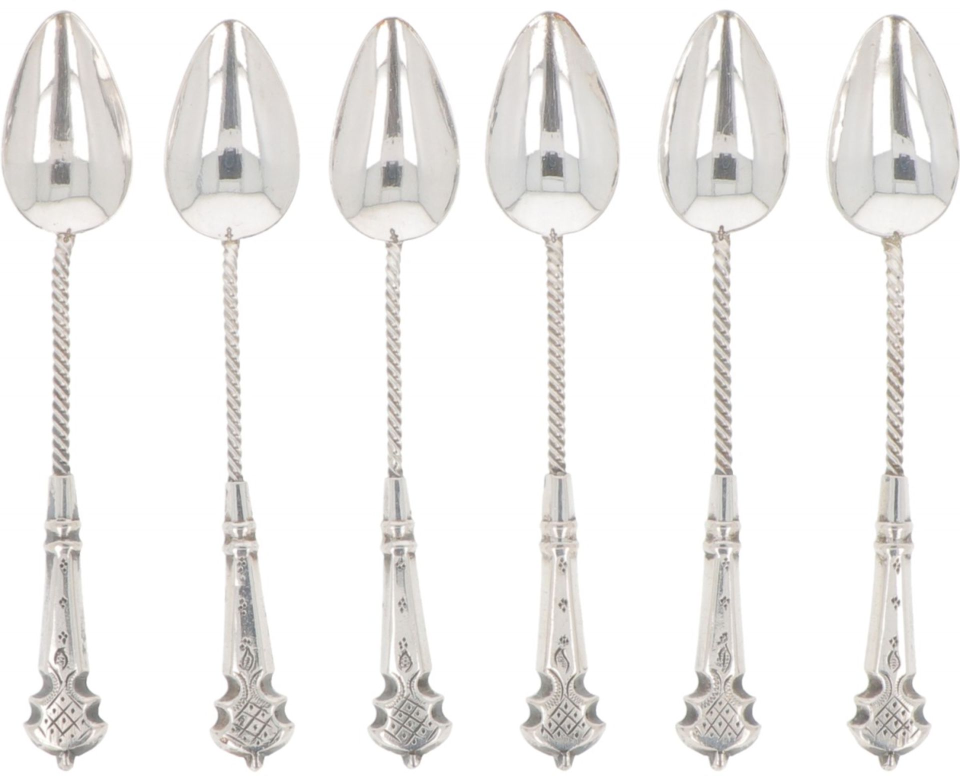 (6) piece set of silver coffee spoons.