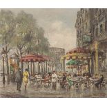 Indistinctly signed, 20th C. A view on a the Champs Elysées, Paris.