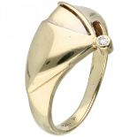 14K. Bicolor gold ring set with approx. 0.02 ct. diamond.