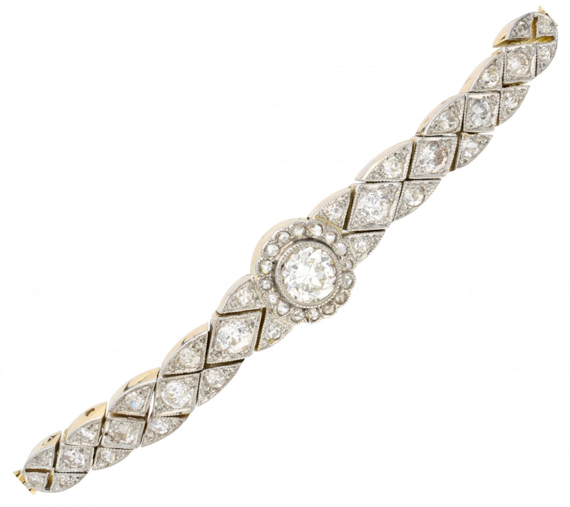 Bicolor gold Art Deco bracelet set with approx. 0.88 ct. diamond - 18 ct. - Image 2 of 3