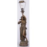A bronze statue depicting the harvest holding a lamp, France, early 20th century.