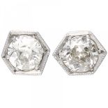White gold solitaire ear studs set with approx. 0.84 ct. diamond - 14 ct.
