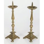 A lot of (2) copper pricket candlesticks, 19th century.