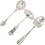 (3) piece lot of silver scoop & sprinkler spoons.