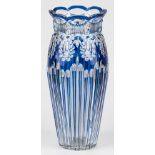 A blue cut glass vase, 1st half 20th C.