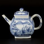 A porcelain teapot with decor of a mermaid and carp in a lake, China, 18th century.