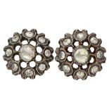 14K. Yellow gold and 835/1000 silver rosette earrings set with approx. 0.48 ct. diamond.