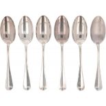 (6) piece set breakfast spoons "Dutch smooth" silver.