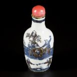 A porcelain iron-red snuff bottle decorated with playing kids, China, 19th century.
