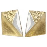 Björn Weckström for Lapponia 18K. yellow gold earrings, combined with platinum.