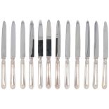 (12) piece set dinner knives silver.