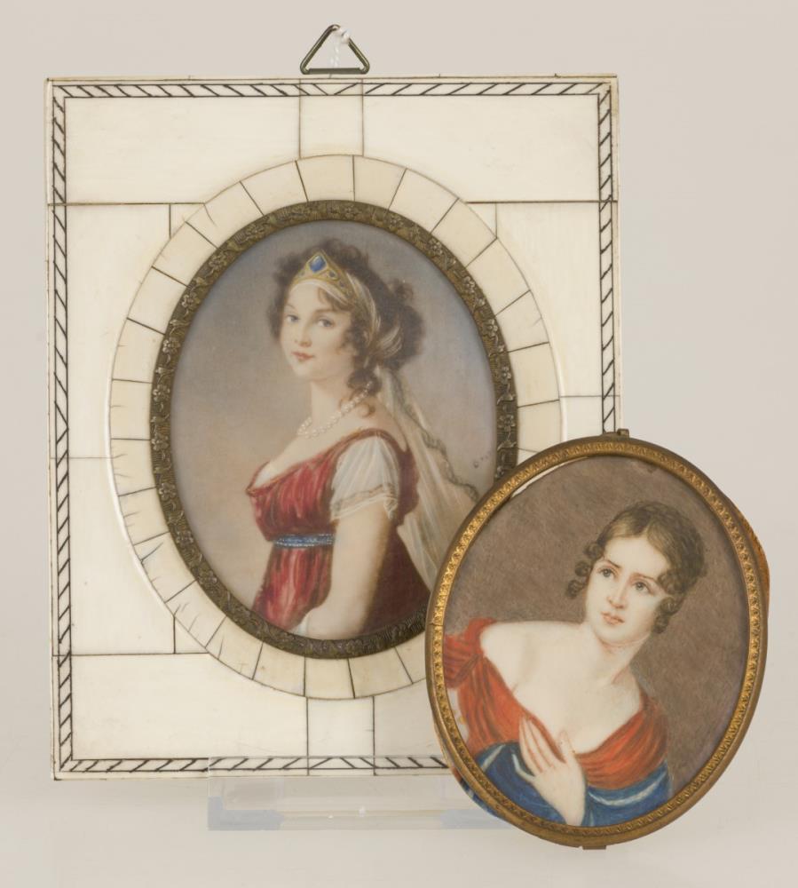 A lot comprising (2) portrait miniatures, last quarter 19th C.