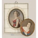 A lot comprising (2) portrait miniatures, last quarter 19th C.