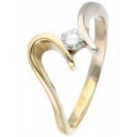 14K. Bicolor gold ring set with approx. 0.17 ct. diamond.