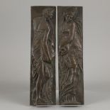 A set of (2) bronze reliefs of water nymphs, France, ca. 1900.