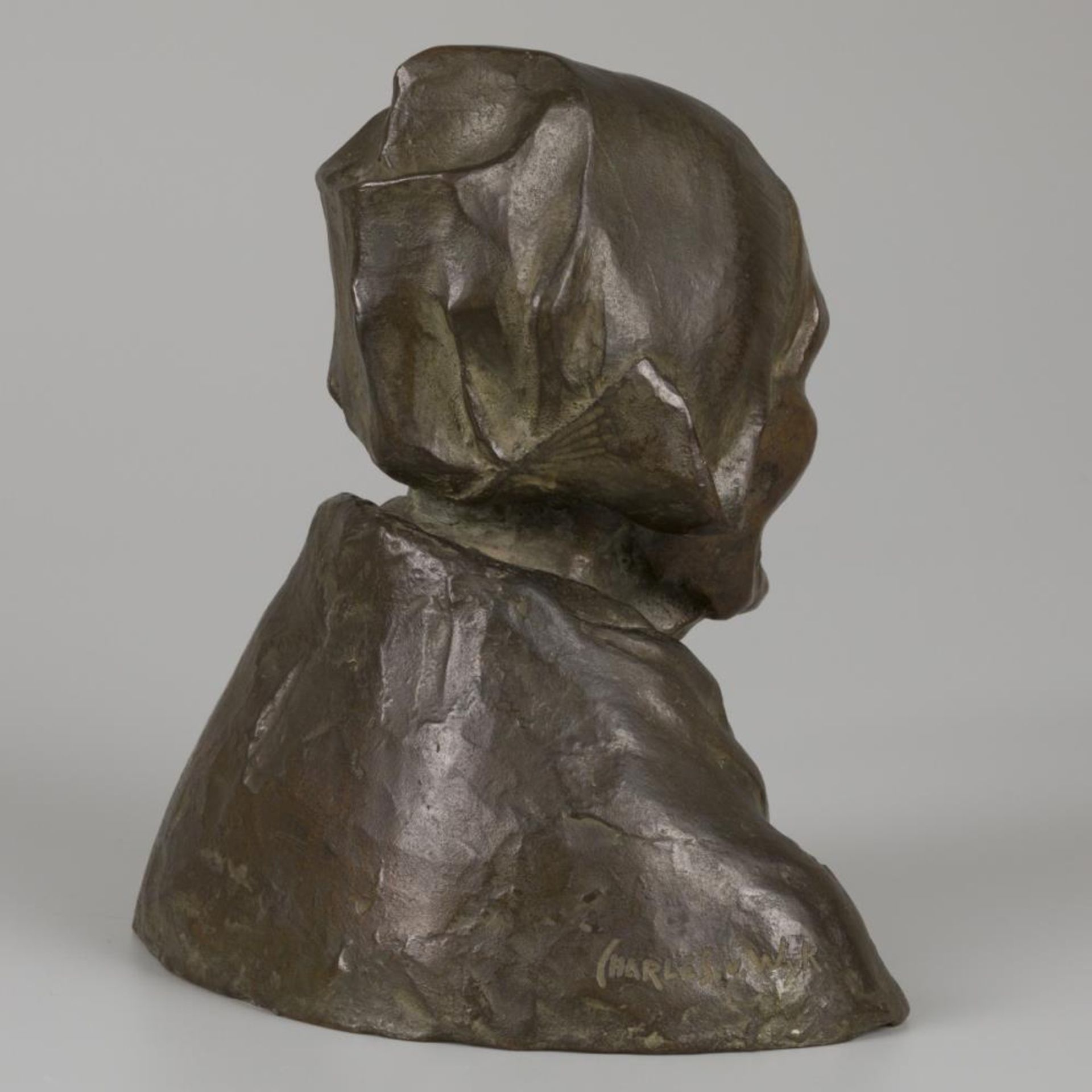 "Charles" Henri Marie van Wijk (Den Haag 1875-1917), bronze bust "Krijntje". - Bild 3 aus 5