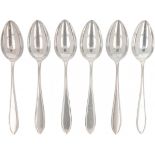 (6) piece set of spoons "Hollands Puntfilet" silver.