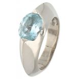 18K. White gold Piaget ring set with approx. 0.02 ct. diamond and approx. 2.16 ct. blue topaz.