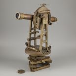A brass "F.W. Breithaupt & Sohn" surveyors' spirit level instrument (transit/ theodoliet) with compa