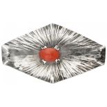 Silver Amsterdam School Art Deco brooch set with red coral - 835/1000.