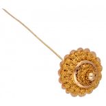 14K. Yellow gold antique hat pin with Zeeland knot.