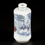 A porcelain iron-red snuff bottle decorated with 7 immortals in a bamboo grove, China, 19/20th centu