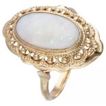 14K. Yellow gold openwork ring set with approx. 1.62 ct. white precious opal.